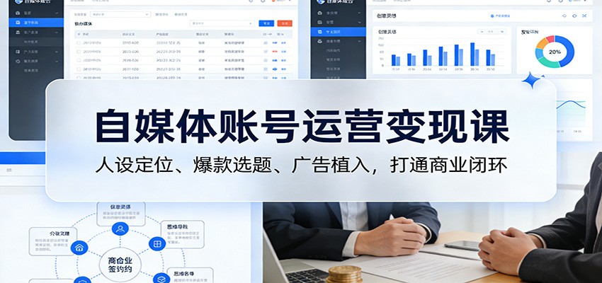 自媒体账号运营变现课：人设定位、爆款选题、广告植入，打通商业闭环-星空网创资源