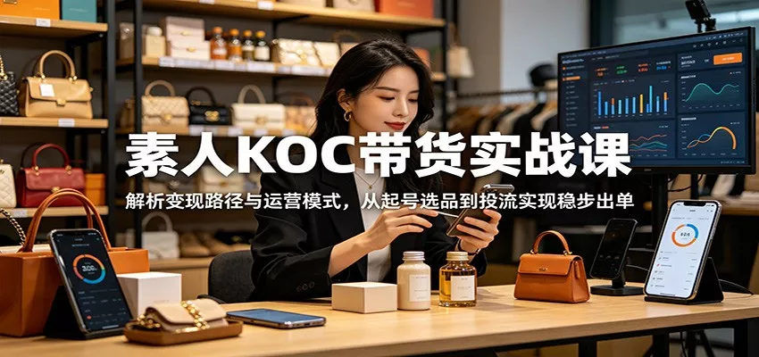 素人KOC带货实战课：解析变现路径与运营模式，从起号选品到投流实现稳步出单-星空网创资源