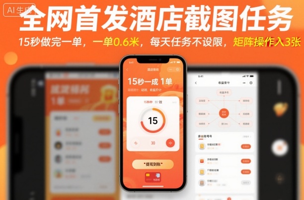 全网首发酒店截图任务，15秒做完一单，一单0.6米，每天任务不设限，矩阵操作日入3张【揭秘】-星空网创资源