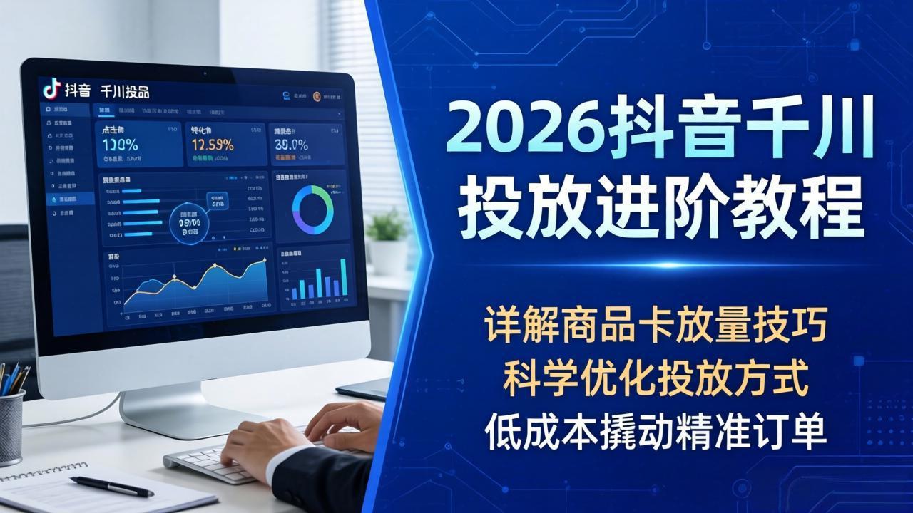 2026抖音千川投放进阶教程，详解商品卡放量技巧，科学优化投放方式，低成本撬动精准订单-星空网创资源