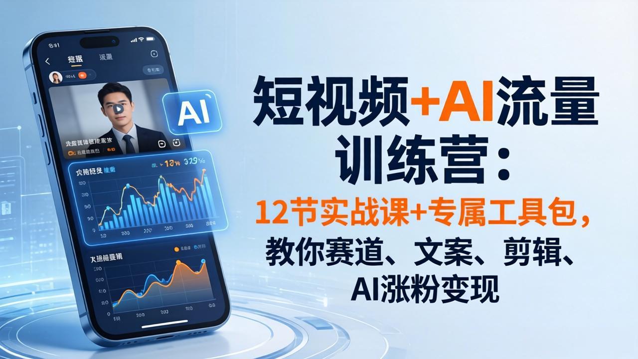 短视频+AI流量训练营：12节实战课+专属工具包，教你赛道、文案、剪辑、AI涨粉变现-星空网创资源