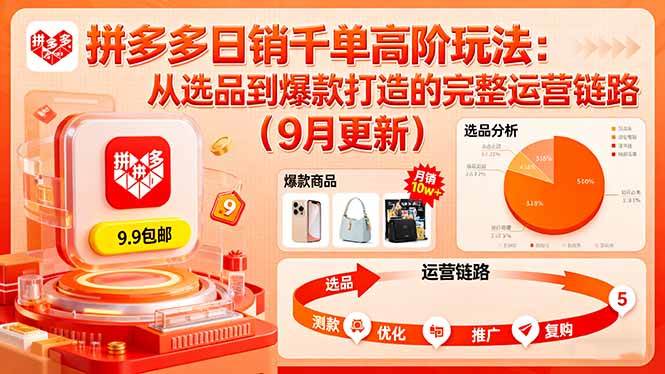 (16100期)拼多多日销千单高阶玩法:从选品到爆款打造的完整运营链路(9月更新)-星空网创资源