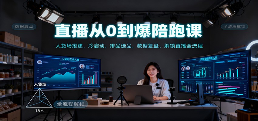直播从0到爆陪跑课：人货场搭建，冷启动，排品选品，数据复盘，解锁直播全流程-星空网创资源