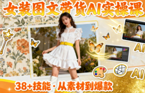 女装图文带货的AI实操课,覆盖38个实用技能,快速提升素材制作效率-星空网创资源