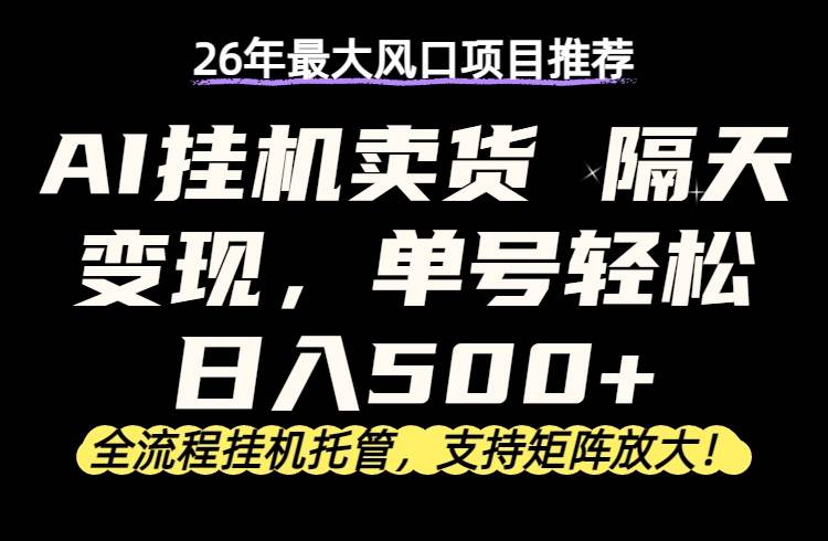 （17933期）26年最新AI挂机卖货，隔天出收益，单账号轻松日入500+-星空网创资源
