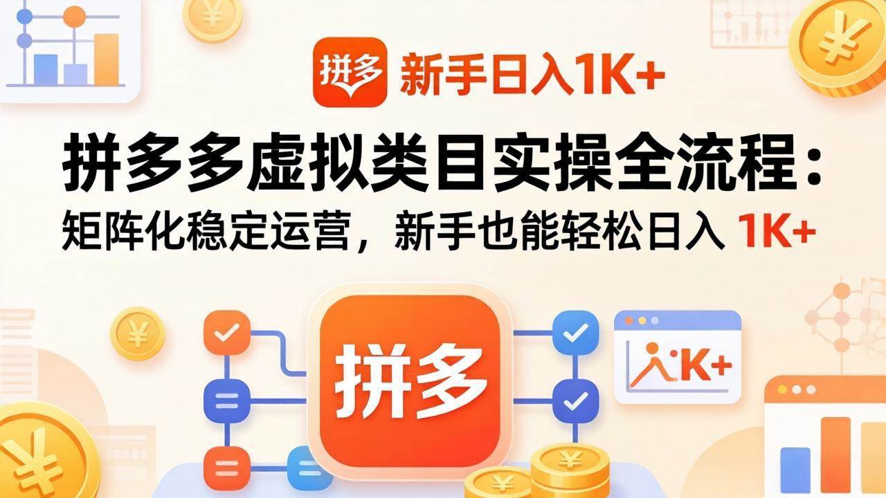 (17927期)拼多多虚拟类目实操全流程:矩阵化稳定运营,新手也能轻松日入 1K+-星空网创资源