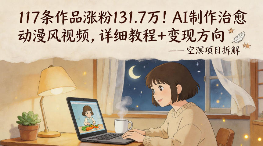 117条作品涨粉131.7W!AI制作治愈动漫风视频,详细教程+变现方向-星空网创资源
