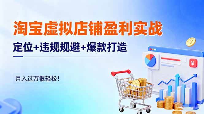(16387期)淘宝虚拟店铺盈利实战:定位+违规规避+爆款打造,月入过万很轻松!-星空网创资源