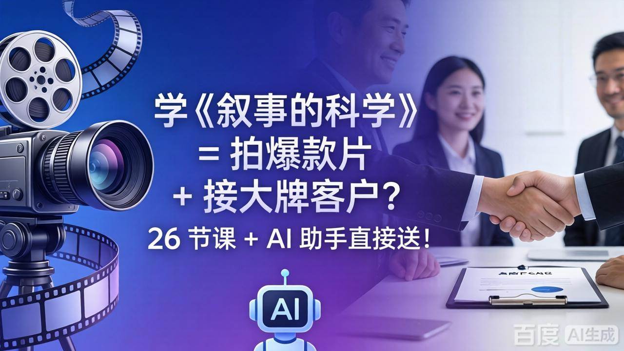 (18302期)学《叙事的科学》= 拍爆款片 + 接大牌客户?26 节课 + AI 助手直接送!-星空网创资源