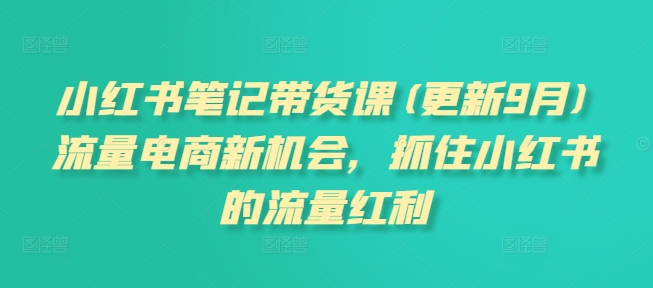 小红书笔记带货课,流量电商新机会,抓住小红书的流量红利(更新26年2月) 小红书笔记带货课,流量电商新机会,抓住小红书的流量红利(更新26年2月)