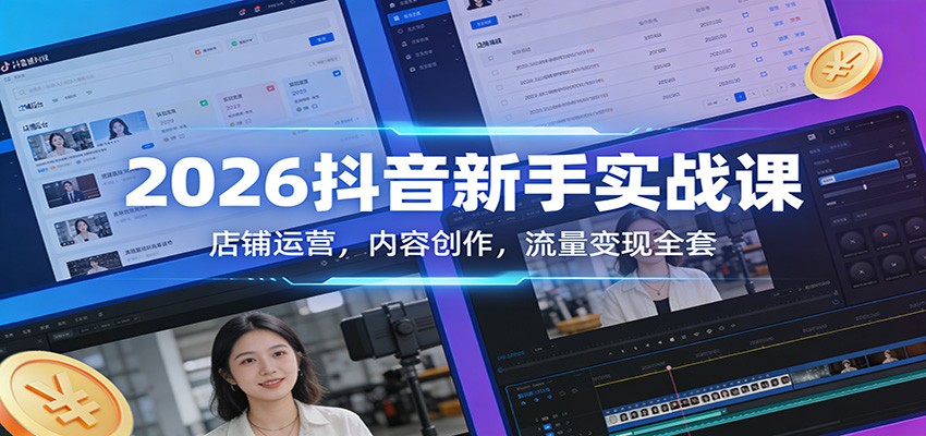 2026抖音新手实战课：店铺运营，内容创作，流量变现全套-星空网创资源