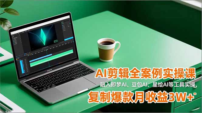 AI剪辑全案例实操课,融入即梦AI、豆包AI、星绘AI等工具实操,复制爆款月收益3W+-星空网创资源