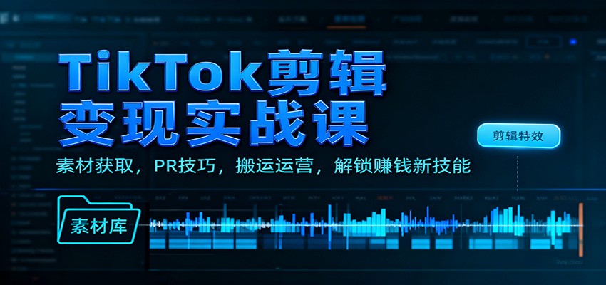 TikTok剪辑变现实战课：素材获取，PR技巧，搬运运营，解锁赚钱新技能-星空网创资源