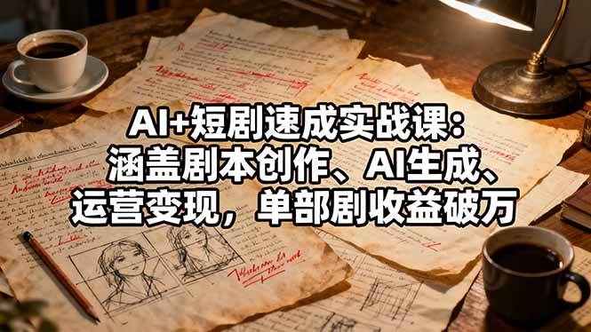(16359期)AI+短剧速成实战课:涵盖剧本创作、AI生成、运营变现,单部剧收益破万-星空网创资源