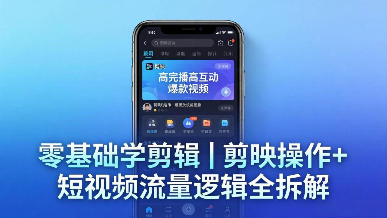 (18117期) 【零基础学剪辑】剪映操作+短视频流量逻辑全拆解|手把手教你剪出高完播高互动爆款视频-星空网创资源