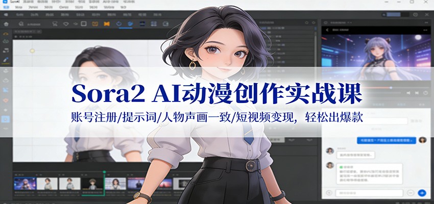 Sora2 AI动漫创作实战课：账号注册/提示词/人物声画一致/短视频变现，轻松出爆款-星空网创资源