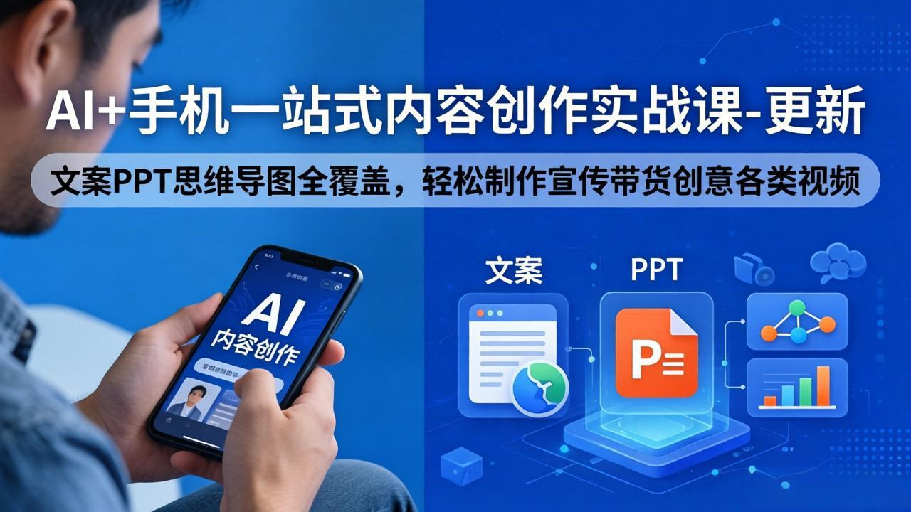 AI+手机一站式内容创作实战课-更新，文案PPT思维导图全覆盖，轻松制作宣传带货创意各类视频-星空网创资源