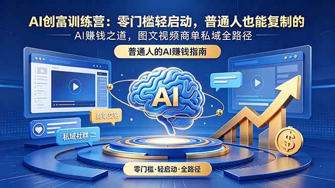 (18911期)AI创富训练营:零门槛轻启动,普通人也能复制的AI赚钱之道,图文视频商单私域全路径-星空网创资源