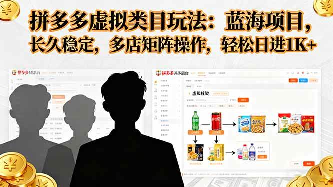（16236期）拼多多虚拟类目玩法，蓝海项目，长久稳定，多店矩阵操作，轻松日进1K+-星空网创资源