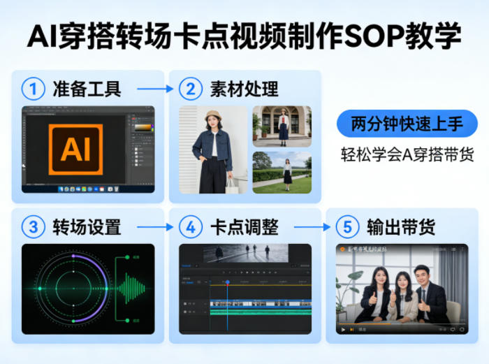 AI穿搭转场卡点视频制作SOP教学,两分钟快速上手,轻松学会AI穿搭带货-星空网创资源