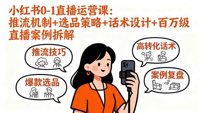 （16002期）小红书0-1直播运营课：推流机制+选品策略+话术设计+百万级直播案例拆解-星空网创资源