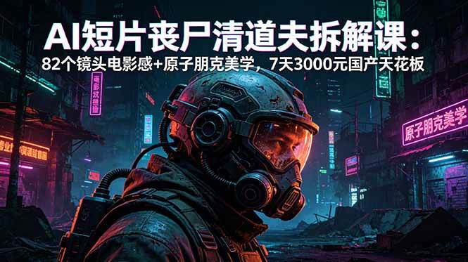 (18649期)AI短片《丧尸清道夫》拆解课:82个镜头电影感+原子朋克美学,7天3000元国产天花板-星空网创资源