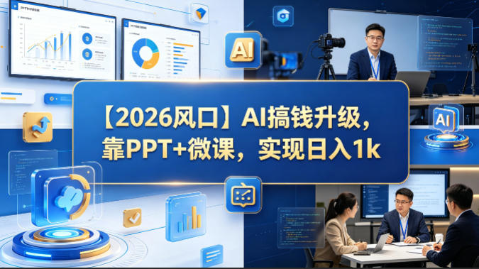 【2026风口】AI搞钱升级,靠PPT+微课,实现日入1k-星空网创资源