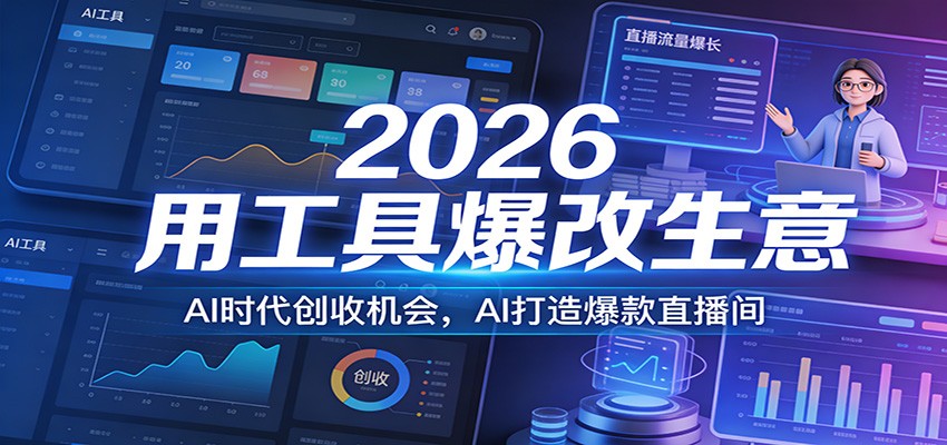 2026用工具爆改生意，AI时代创收机会，AI打造爆款直播间-星空网创资源