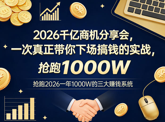 2026千亿商机分享会，一次真正带你下场搞钱的实战，抢跑2026一年1000W的三大賺钱系统-星空网创资源