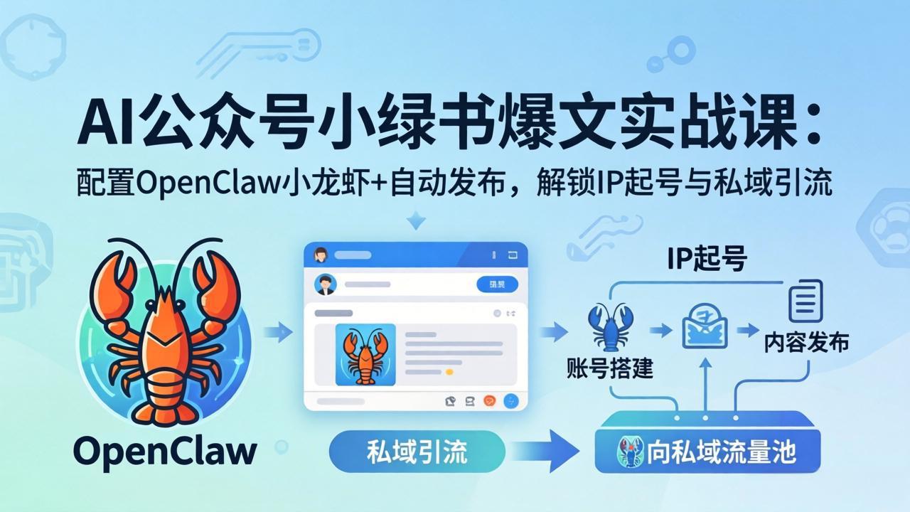 AI公众号小绿书变现实战课:小绿书爆文写作+OpenClaw自动发布,解锁IP起号与私域引流 AI公众号小绿书变现实战课:小绿书爆文写作+OpenClaw自动发布,解锁IP起号与私域引流