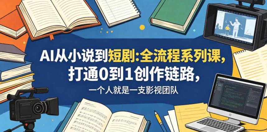 AI从小说到短剧全流程系列课,打通0到1创作链路,一个人就是一支影视团队-星空网创资源