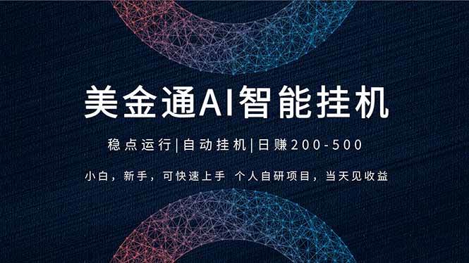 （17624期）2026风口项目，美金通AI智能挂机，自研项目，当天见收益，小白新手可快速上手-星空网创资源