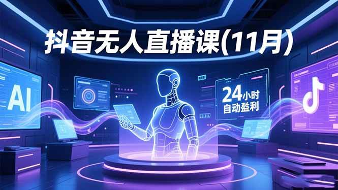 （16625期）抖音无人直播课(11月)，AI实景、数字人、绿幕、多种玩法、24小时自动盈利-星空网创资源