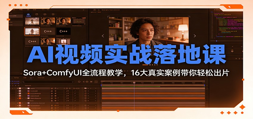 AI视频实战落地课：Sora+ComfyUI全流程教学，16大真实案例带你轻松出片-星空网创资源