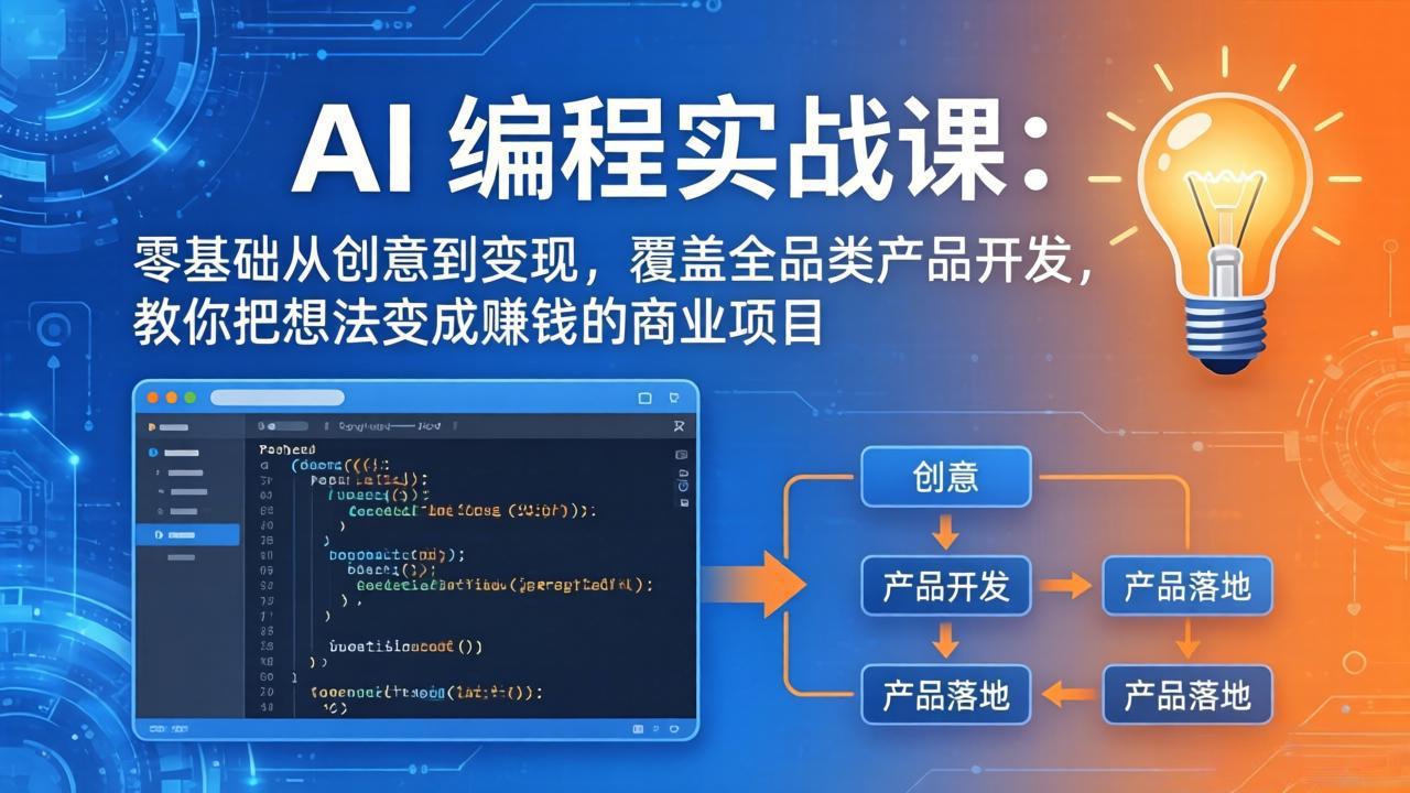 AI编程实战课-第三期-更新:零基础从创意到变现,覆盖全品类产品开发,把想法变成赚钱的项目 AI编程实战课-第三期-更新:零基础从创意到变现,覆盖全品类产品开发,把想法变成赚钱的项目