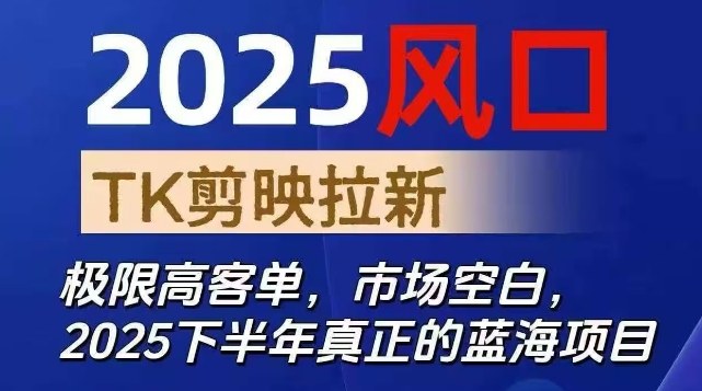 2025风口TK剪映capcut拉新项目,极限高客单,市场空白,2025下半年真正的蓝海项目-星空网创资源