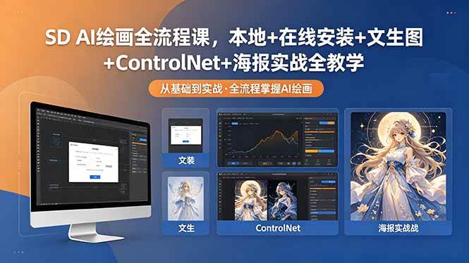 (18453期)SD AI绘画全流程课,本地+在线安装+文生图+ControlNet+海报实战全教学-星空网创资源