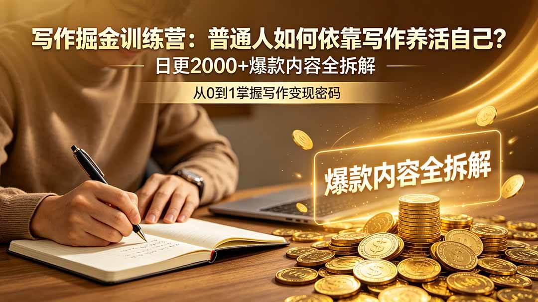 (18901期)写作掘金训练营:普通人如何依靠写作养活自己?日更2000+爆款内容全拆解-星空网创资源