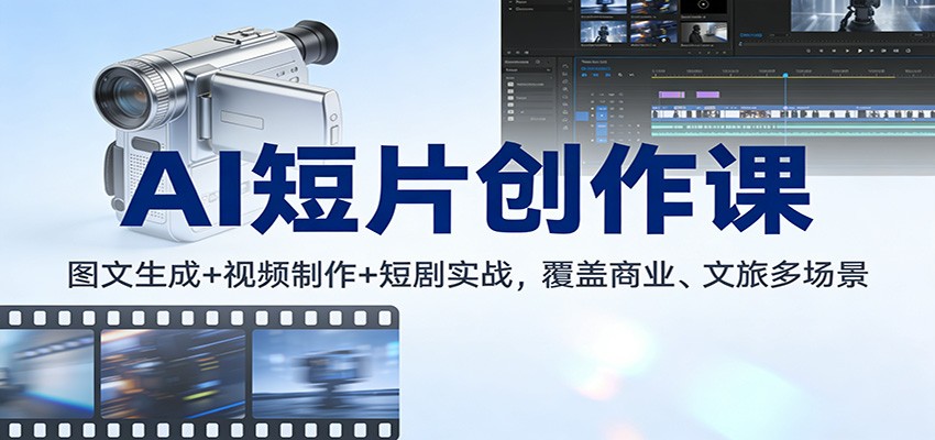 AI短片创作课：图文生成+ 视频制作+短剧实战，覆盖商业、 文旅多场景-星空网创资源
