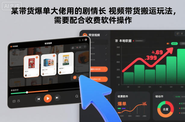 某带货爆单大佬用的剧情长视频带货搬运玩法,需要配合收费软件操作-星空网创资源
