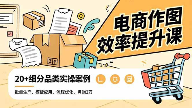 （16680期）电商作图效率提升课，批量生产、模板应用、流程优化，20+细分品类实操案例，月赚3万-星空网创资源