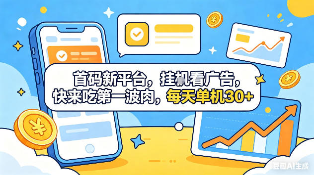 首码新平台，挂G自动看广告，快来吃第一波肉，每天单机30+，可矩阵放大【揭秘】-星空网创资源