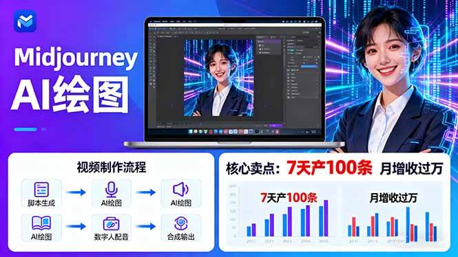 （16049期）AI绘图照片开口说话视频制作：Midjourney+数字人，7天产100条月增收过万-星空网创资源