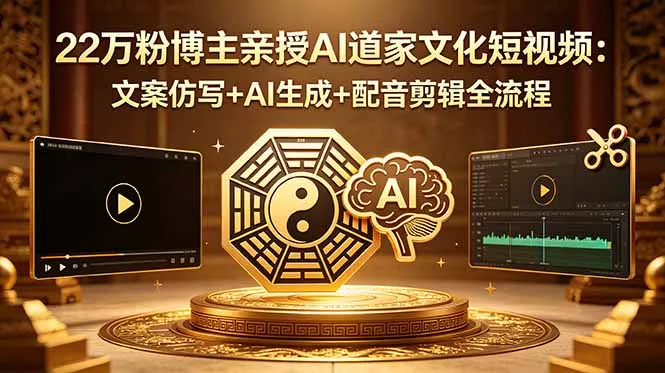 22万粉博主亲授AI道家文化短视频:文案仿写+AI生成+配音剪辑全流程-星空网创资源
