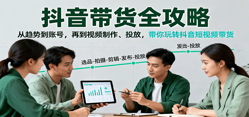 抖音带货全攻略:从趋势到账号,再到视频制作、投放,带你玩转抖音短视频带货-星空网创资源