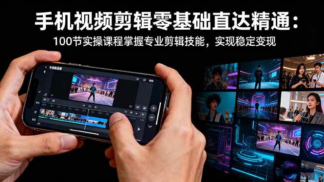 (16466期)手机视频剪辑零基础直达精通:100节实操课程掌握专业剪辑技能,实现稳…-星空网创资源