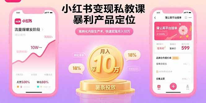 (15859期)小红书变现私教课,暴利产品定位,高转化内容生产术,快速实现月入10万-星空网创资源