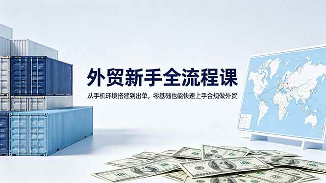 (18481期)外贸新手全流程课:从手机环境搭建到出单,零基础也能快速上手合规做外贸-星空网创资源