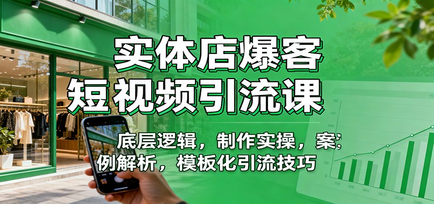 实体店爆客短视频引流课：底层逻辑，制作实操，案例解析，模板化引流技巧-星空网创资源