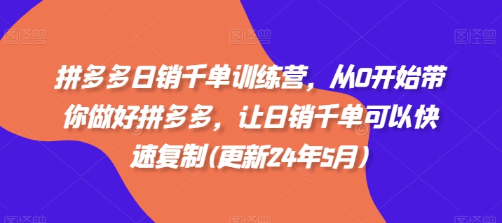 拼多多日销千单训练营，从0开始带你做好拼多多，让日销千单可以快速复制(更新25年11月)-星空网创资源